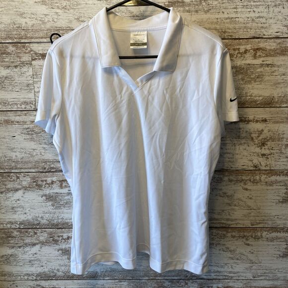 Nike Golf Dri-Fit White V Neck Polo Size Large - Picture 1 of 5